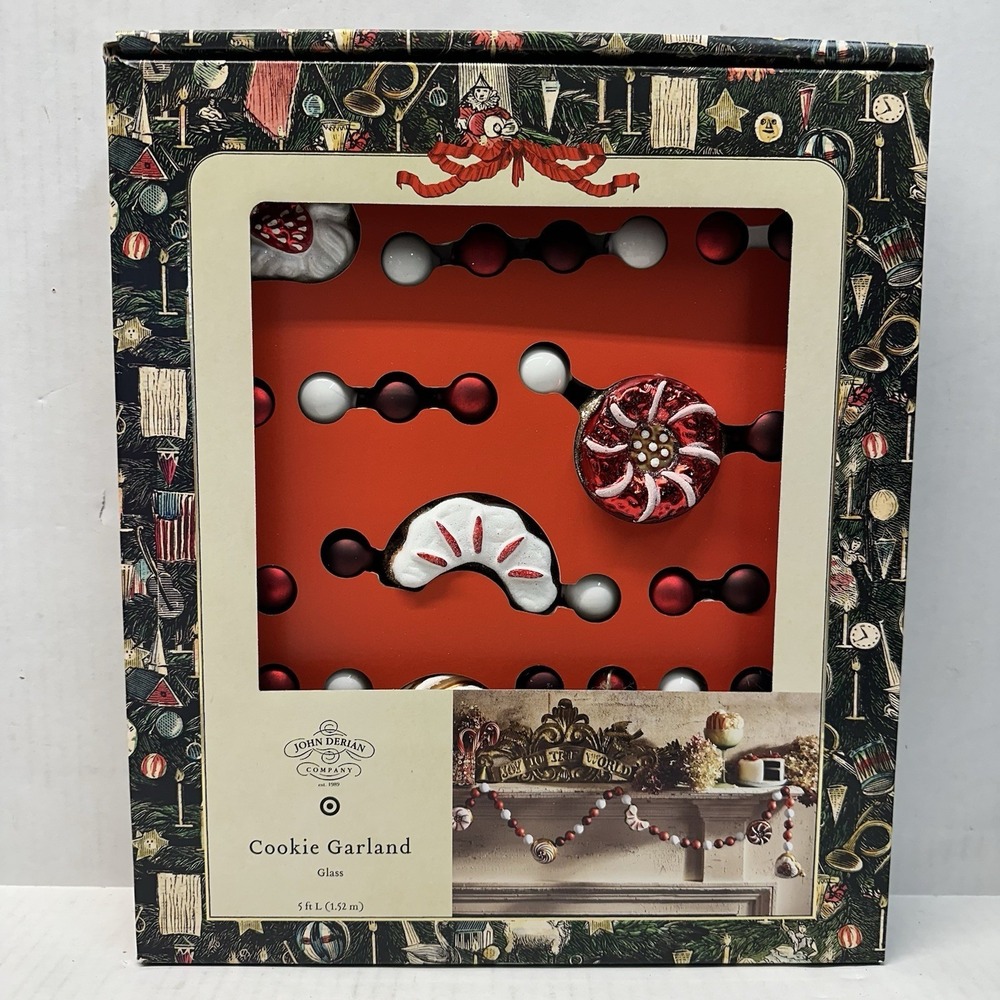 John Derian‎ x Target 2025 60" Glass Cookie Garland Holiday Peppermint Decor NIB